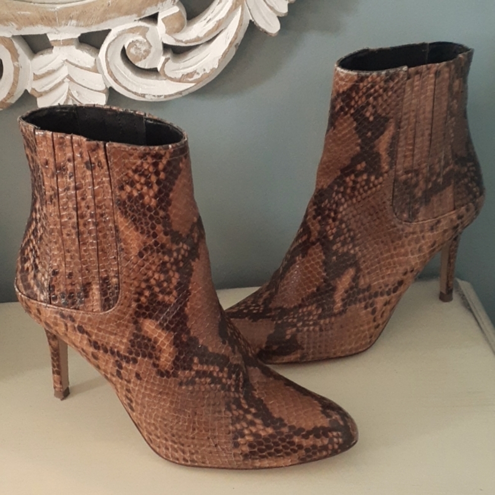& Zara burnt orange snakeskin ankle boots
